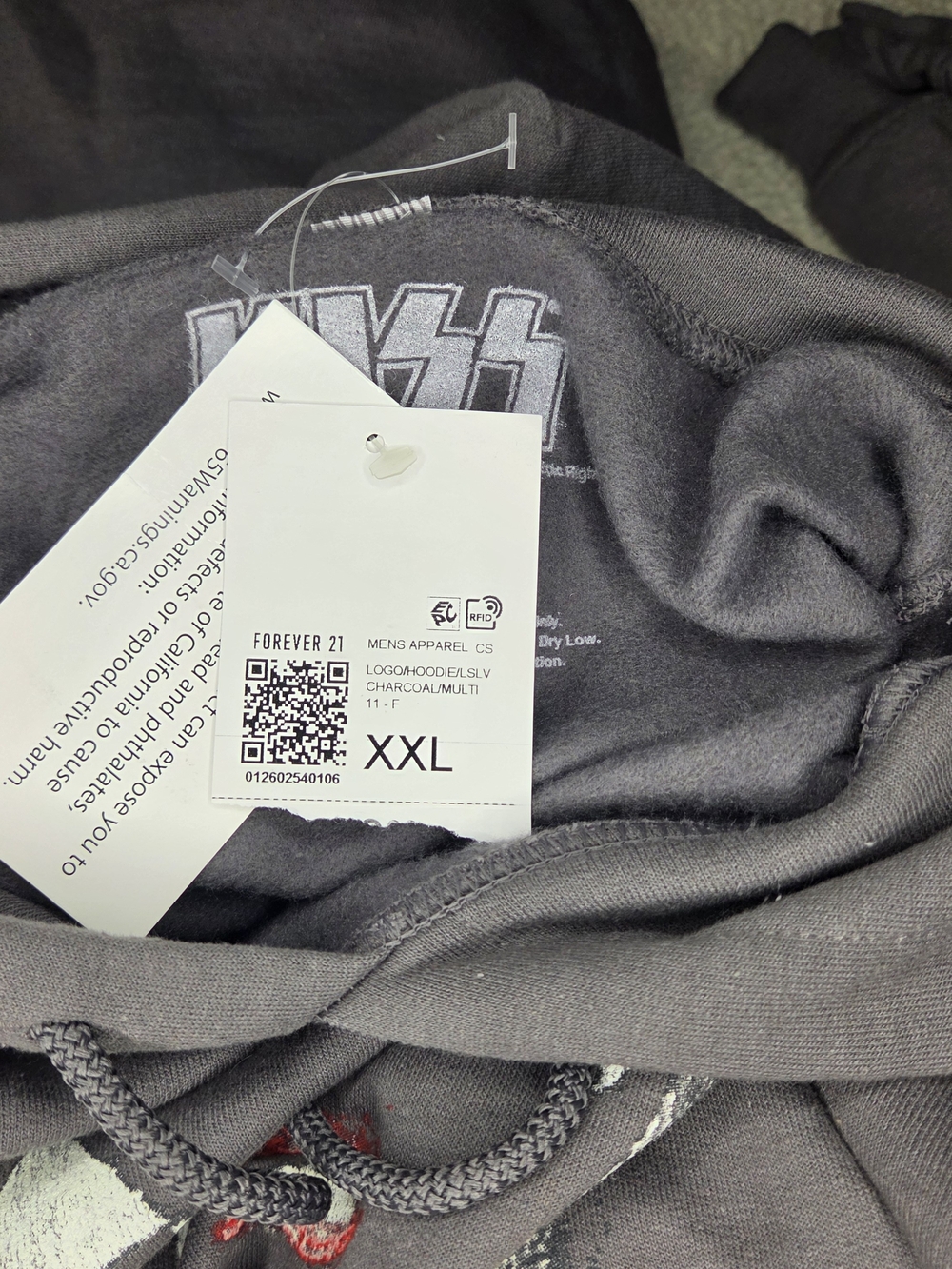 Kiss Gray Graphic Hoodie Sweatshirt with Red Accent Size 2XL - Picture 7 of 7
